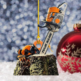 Personalized Arborist Ornaments, Arborist Ornament, Carpenter Ornaments Woodworking Woodworker Logger Lumberjacks Tree Climber Ornament, Arborist Gifts Christmas Tree Hanging Ornament (Style 1)